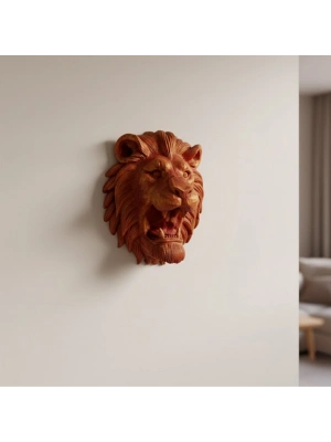 ® Gold Kırmızı Aslan Duvar Dekoru Asılabilir Hediyelik 3D Heykel 20x21 cm