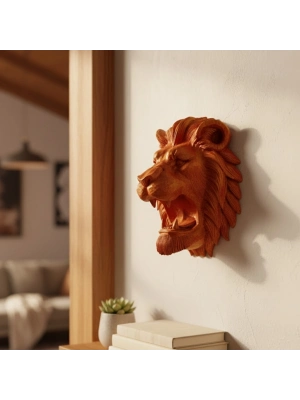 ® Gold Red Aslan Başı Duvar Aksesuarı