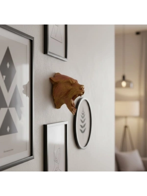 ® Gold Red Jaguar Başı Duvar Aksesuarı Asılabilir Dekoratif 20x16 cm