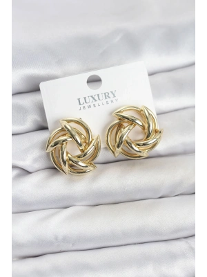 ® Gold Renk Pirinç Keskin Sarmal Model Kadın Küpe