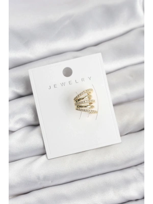 ® Gold Renk Pirinç Zirkon Taşlı Kıkırdak Earcuff Küpe