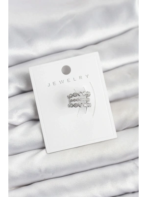 ® Gümüş Renk Zirkon Taşlı Pirinç Kıkırdak Earcuff Küpe