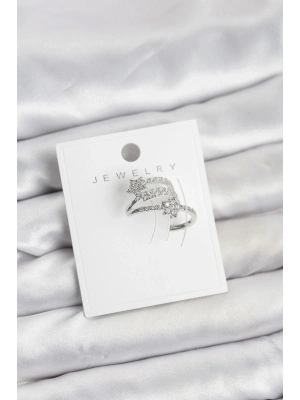 ® Gümüş Renk Zirkon Taşlı Yıldız Model Kıkırdak Earcuff Küpe