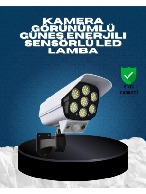 ® Güneş Enerjili Kamera Görünümlü Hareket Sensörlü LED Duvar Lambası Uzaktan Kumandalı