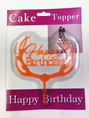 Happy Birthday Yazılı Turuncu Dallı Pasta Kek Çubuğu
