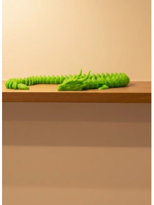 ® Hareketli Yeşil Ejderha Figür Uzun Gövdeli Koleksiyonluk Tasarım