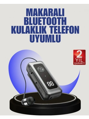 ® İçi Sarılabilen Kablo ve Yaka Klipsli Bluetooth Kulaklık
