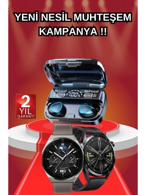 ® İkili Set Akıllı Saat Ve Bluetooth Kulaklık Kablosuz Uzun Pil Ömrü Spor Modları