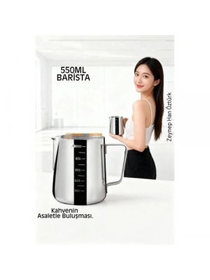 ® İnox 550ml Barista Süt Sürahisi - Süt Köpürtme Potu -  Paslanmaz Çelik