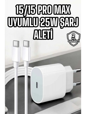 ® İOS Uyumlu Type-C Girişli Hızlı Şarj 15/15 Pro Max Adaptör ve Kablosu