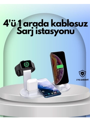 ® iPhone, Apple Watch ve AirPods ile Uyumlu 4ü 1 Arada Şarj Ünitesi – Tüm Apple Cihazları Tek Noktada