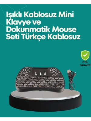 ® Işıklı Kablosuz Mini Klavye – 2.4 GHz, Dokunmatik Mouse Özellikli
