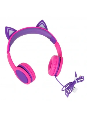 ® Işıklı Kedi Kulaklı Kablolu Kulak Üstü Kulaklık