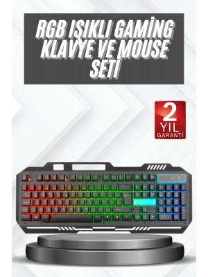 ® Işıklı Oyuncu Q Klavye Mouse Seti Siyah Gaming Oyuncu Klavye