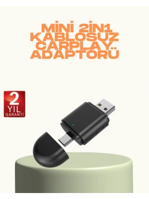 ® Kablosuz CarPlay ve Android Auto Adaptörü – USB-A & Type-C Girişli Akıllı Dönüştürücü