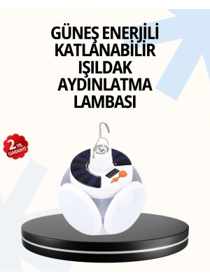 ® Katlanabilir 5 Kanatlı Solar LED Bahçe ve Kamp Lambası