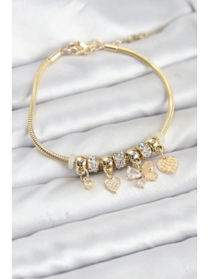 ® Kelebek Charmlı Gold Renk Kadın Bileklik