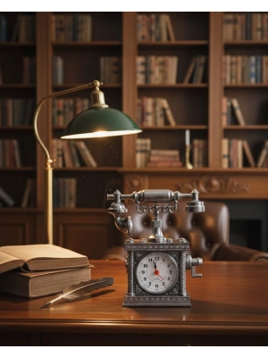 ® Klasik Telefon Görünümlü Masaüstü Saat ve Alarm