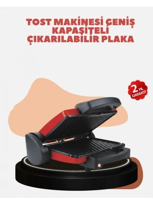 ® Kompakt Izgara ve Tost Makinesi – Çıkarılabilir Plaka, Döküm Gövde