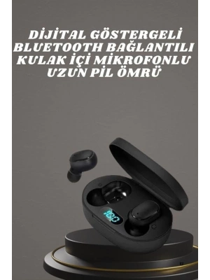 ® Kulaklık Dijital Göstergeli Bluetooth Bağlantılı Kablosuz Kulak İçi Mikrofonlu Dokunmatik Kontrol