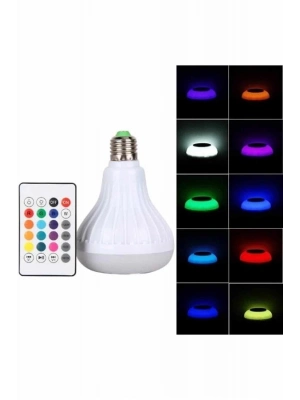 ® Kumandalı RGB Led Işık Bluetooth Hoparlör Ses Lambası Renkli Ampul