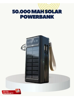 ® LED Aydınlatmalı Güneş Panelli Powerbank Seyahat ve Kamp İçin