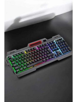 ® Led Işıklı Oyuncu Klavye Usb Girişli RGB Işıklı Q Klavye Mouse Hediyeli