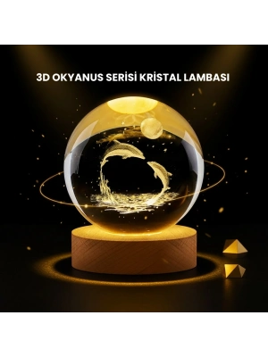 ® LED Işıklı Yunus Küre Ahşap Standlı Modern Dekoratif Aksesuar