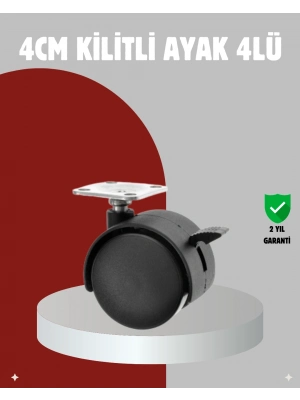 ® Mobilya İçin Kilitli 4 cm Tekerlek Ayak Seti