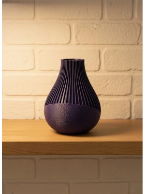 ® Mor Çizgili Dekoratif Vazo 11 cm Modern Tasarım Aksesuar