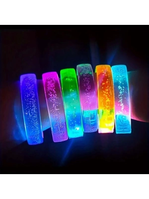 Mor Led Işıklı Baskı Yapılabilen Pilli Bileklik Bilezik 1,5 cm Genişlik
