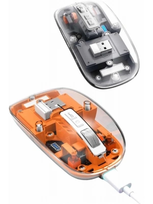 ® Mouse Fare Kablosuz Mouse Fare Şarjlı Bluetooth Sessiz 5 Tuşlu Şeffaf