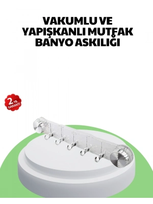 ® Mutfak ve Banyo Askılığı Vakumlu Yapışkanlı 5 Askı Bölmeli
