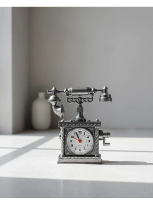 ® N8808B TELEFON ŞEKLİNDE ÇALAR SAAT GÜMÜŞ