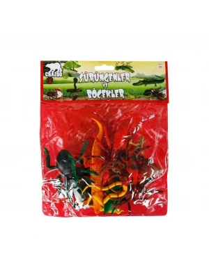 ® 0716 Sürüngenler ve Böcekler Poşetli Hayvan Oyun Seti 13lü