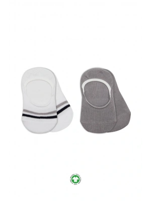 ®   2Li Penye Babet Silikon Çemberli Çorap 30102 Gri Beyaz