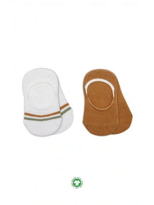 ®   2Li Penye Babet Silikon Çemberli Çorap 30102 Hardal Beyaz