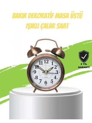 ® Nostaljik Bronz Metal Alarmlı Masa Saati Büyük Boy Dekoratif ve Şık Tasarım