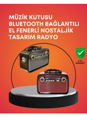 ® Nostaljik Radyo Görünümlü Bluetooth Hoparlör – FM/AM Yayın, Kablosuz Bağlantı, Şarj Edilebilir