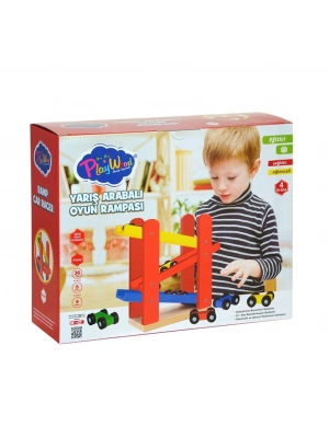 ® ONY-382 PlayWood  Ahşap Yarış Arabalı Oyun Rampası-Onyıl