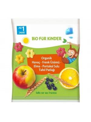 ® Organik Havuç Frenk Üzümü Elma Portakal Sulu Tahıl Patlağı 30 Gr