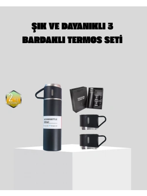 ® Paslanmaz Çelik 500 ml Termos Seti – 8 Saat Isı Koruma, Vakumlu, Sızdırmaz ve Taşınabilir