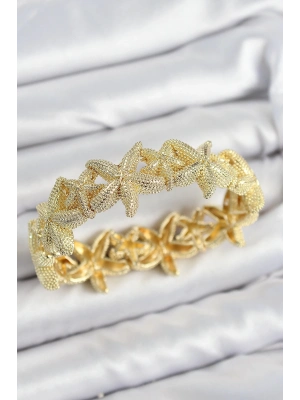 ® Pirinç Deniz Yıldızı Model Gold Renk Lastikli Kadın Bileklik