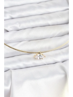 ® Pirinç Gold Renk Choker Model Zirkon Taşlı Kadın Kolye
