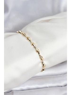 ® Pirinç Gold Renk VIP Seri Kemik Model Zirkon Taşlı Kadın Bileklik