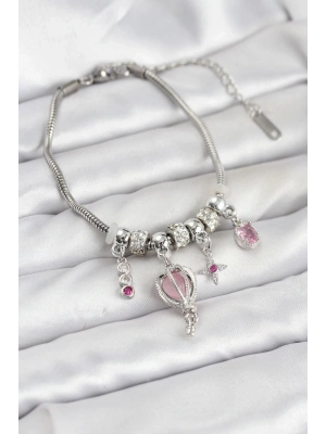 ® Pirinç Gümüş Renk Uçan Balon Charmlı Kadın Bileklik