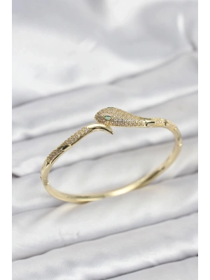 ® Pirinç Zirkon Taşlı Yılan Model Kadın Kelepçe Bileklik