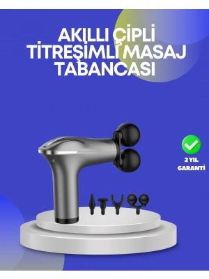 ® Portatif Şarjlı Masaj Tabancası 4 Başlık Derin Doku Masaj Aleti