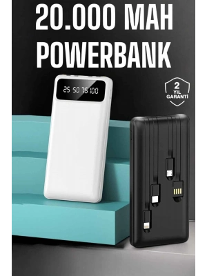 ® Powerbank 20.000 Mah Dijital Göstergeli LCD Ekran Uzun Pil Ömrü