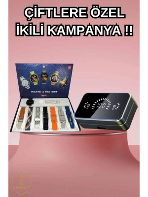 ® Powerbank Aynalı Bluetooth Kulaklık Ve Akıllı Saat Seti ANC Özelliği Dokunamatik